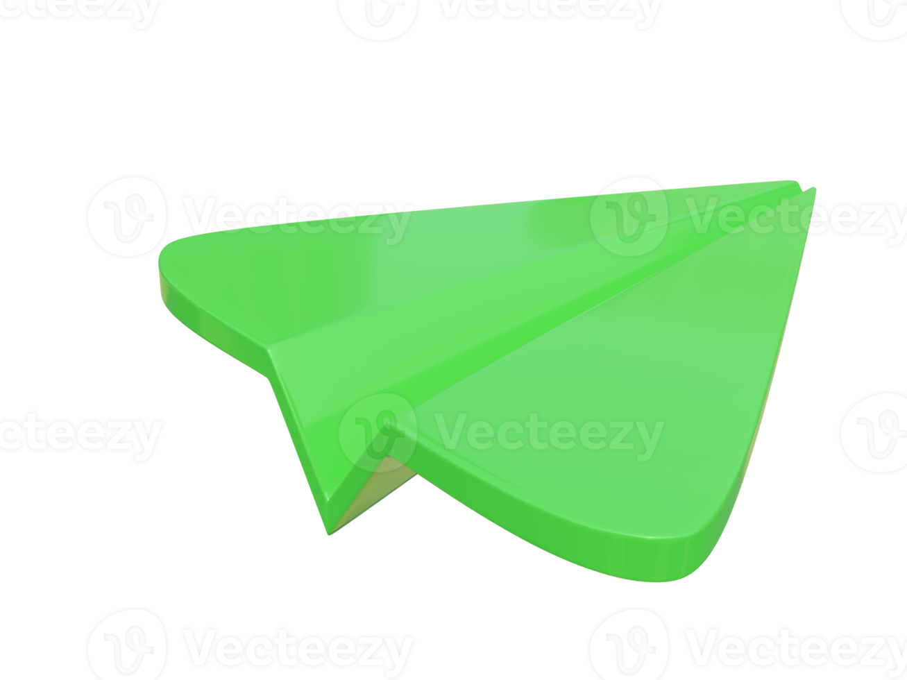 Green paper airplane icon. 3d render. png