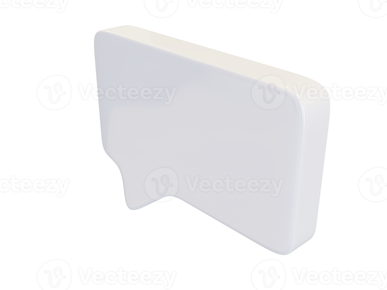 White rectangular dialog bubble. 3d render. png