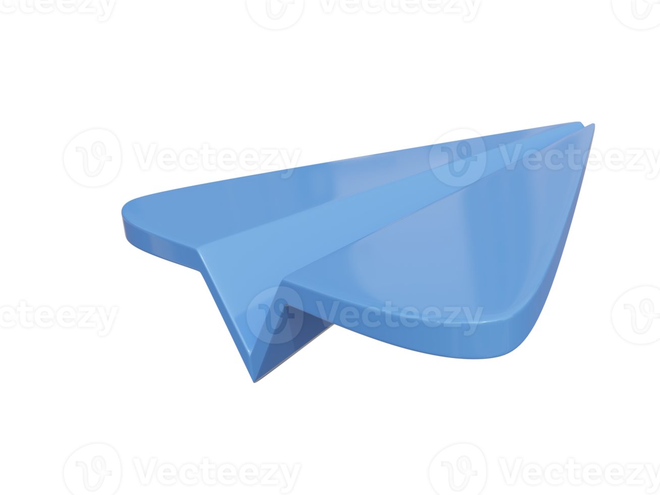 Blue paper airplane icon. 3d render. png