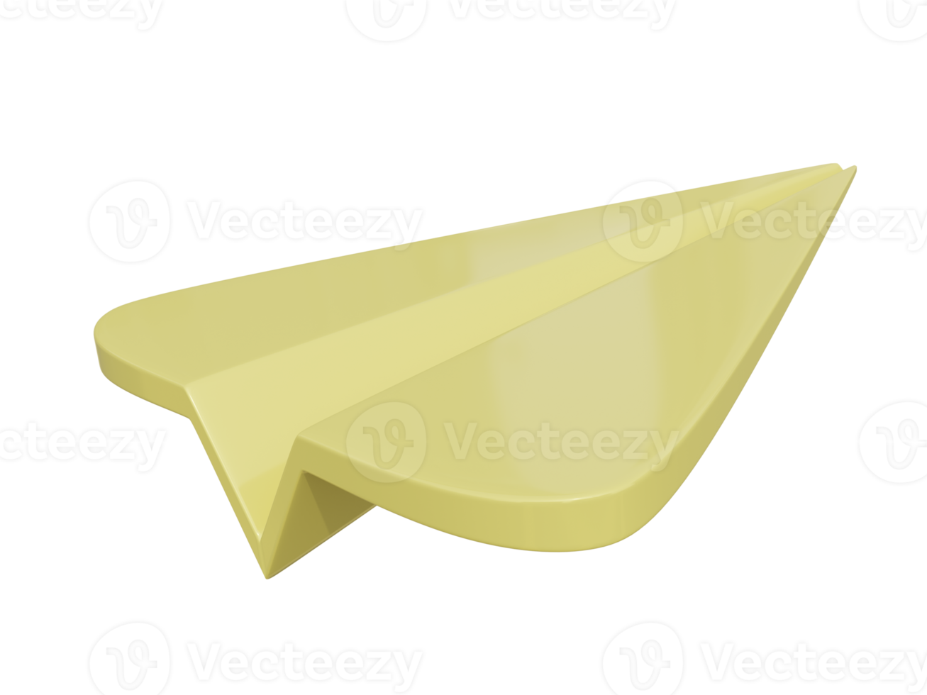 Yellow paper airplane icon. 3d render. png