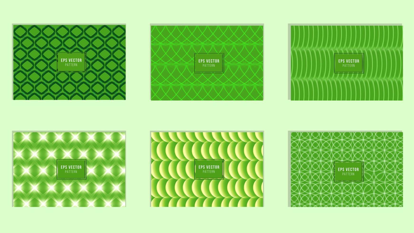 Set of green pattern template, green gradient background vector