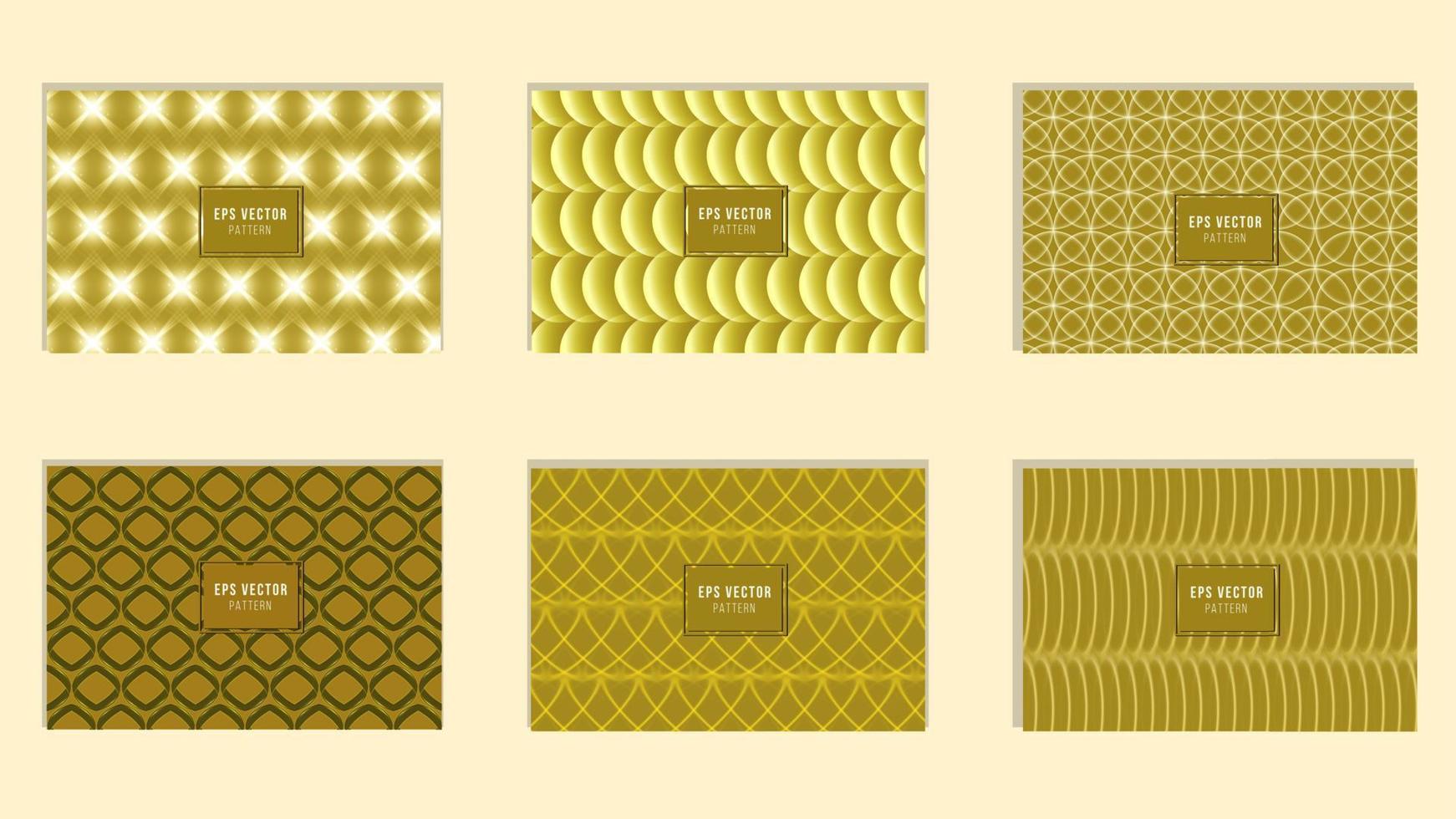 Set of geomterical yellow seamless patterns. Vector illustration background, wrap, wallpaper, cover, fabric, cloth, textile design. Swatch