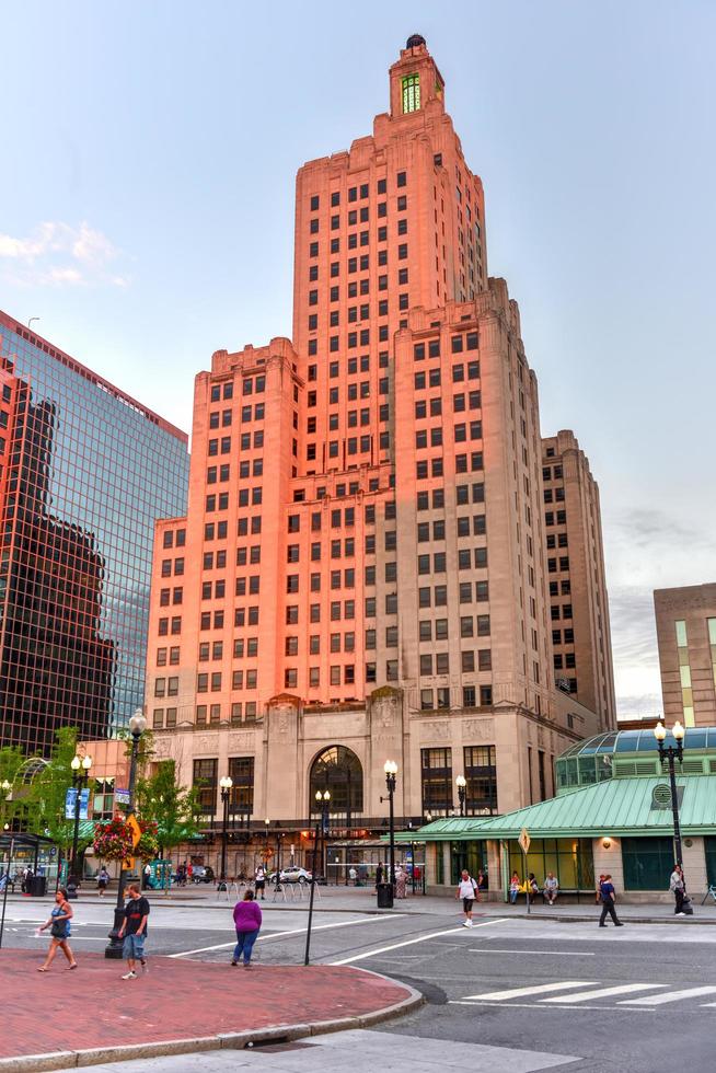 Providence, Rhode Island - August 20, 2016 -  111 Westminster Street in Providence, Rhode Island at sunset. At 428 ft it is the tallest building in Providence. photo