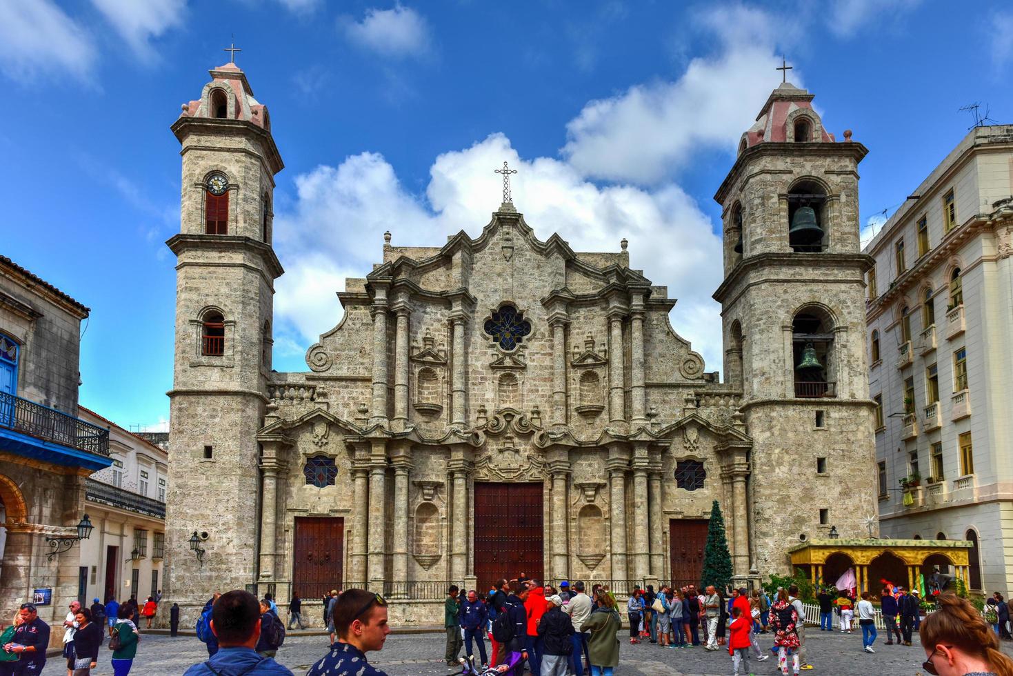 Havana, Cuba - January 8, 2017 -  The Cathedral of Havana and Cathedral Plaza. photo