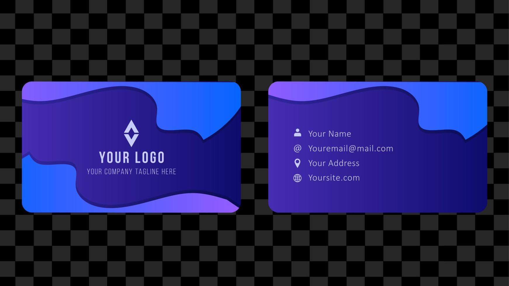 Blue abstract curve business card flat design template vector