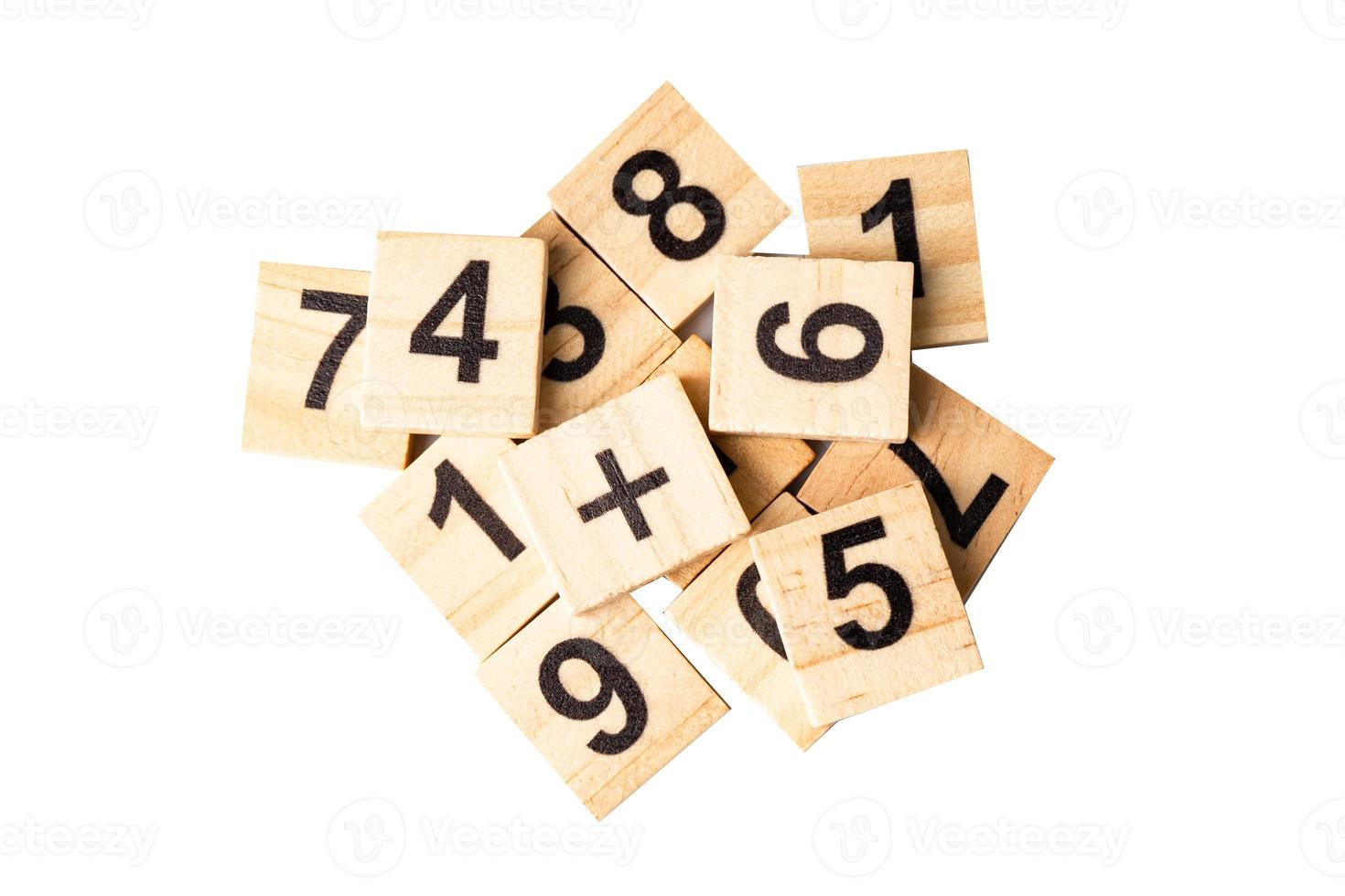 Math number on white background, education study mathematics learning teach concept. photo