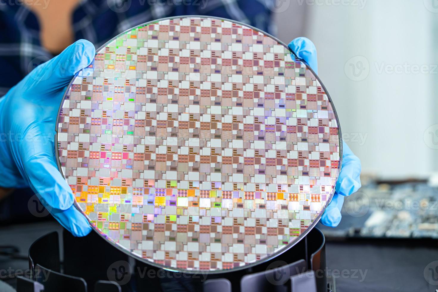 Silicon wafer for manufacturing semiconductor of integrated circuit. photo