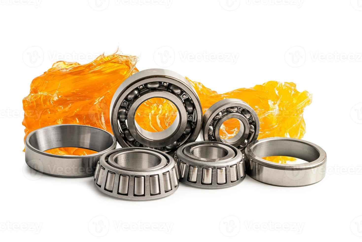 Ball bearing stainless with grease lithium machinery lubrication for automotive and industrial  isolated on white background photo