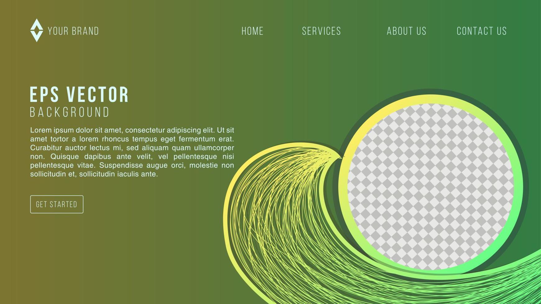 Abstract Wavy Lines Background with Vibrant Green Yellow Color Gradient for Website Landing Page vector