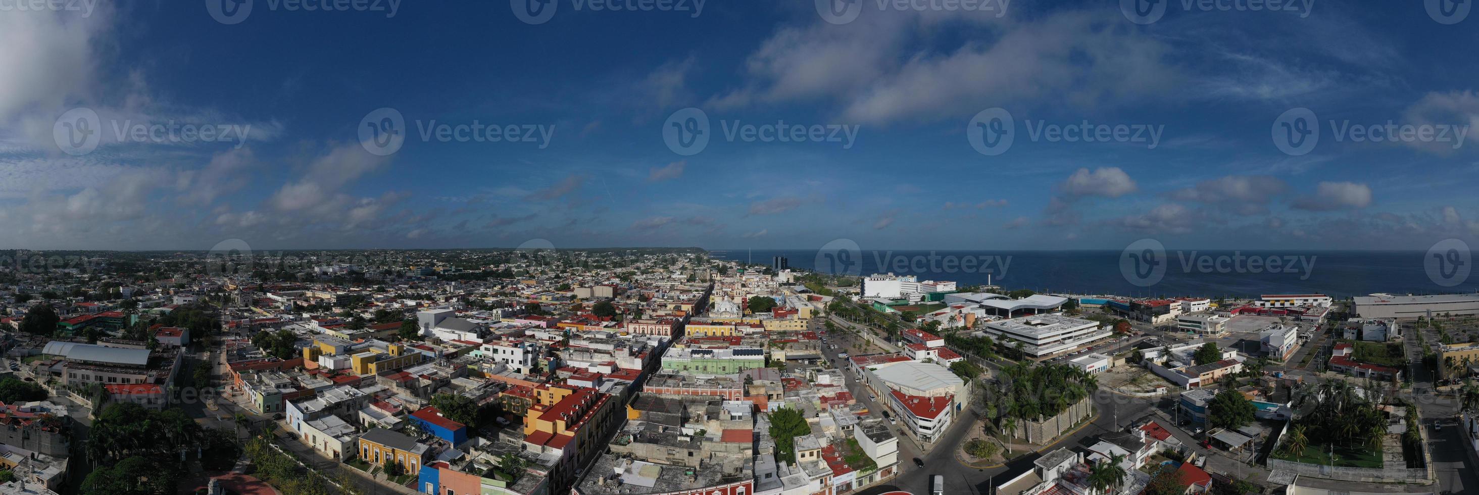 Panoramic view of the skyline of Campeche, the capital of the state of Campeche, a World Heritage Site in Mexico. photo