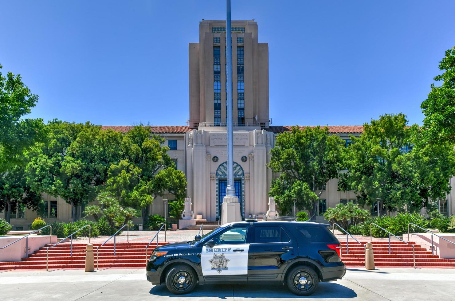 San Diego, California - July 25, 2020 -  San Diego and County Administration Building and San Diego County Clerk's office in Waterfront Park photo
