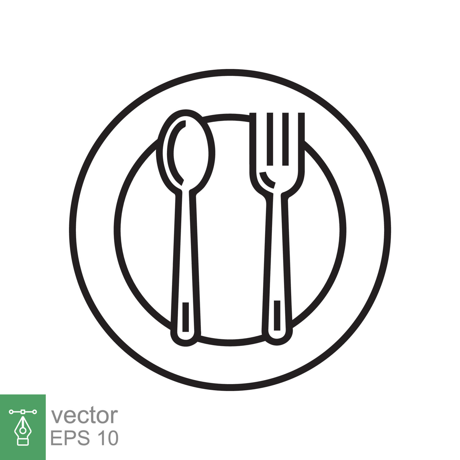 cuchara-y-tenedor-en-un-icono-de-plato-estilo-de-esquema-simple