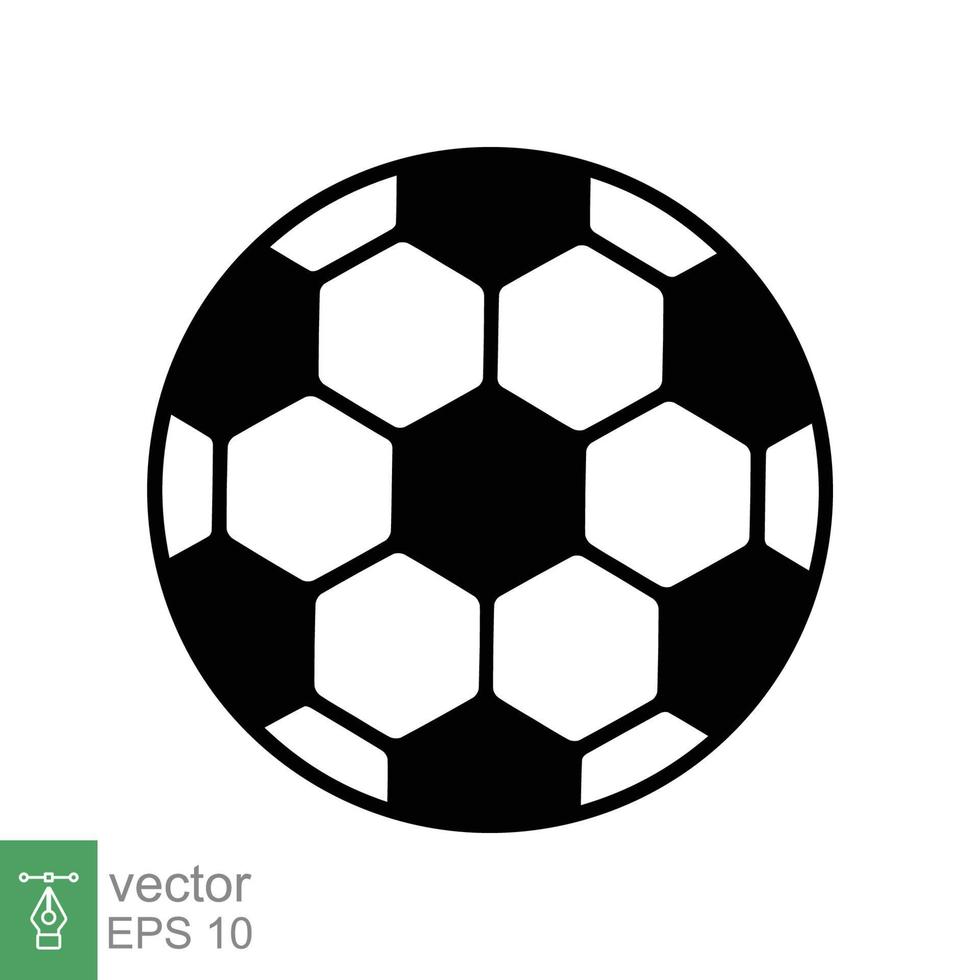 Soccer ball icon. Simple flat style. Football, black round ball, pentagon pattern, circle, hexagon, sport concept. Vector illustration isolated on white background. EPS 10.