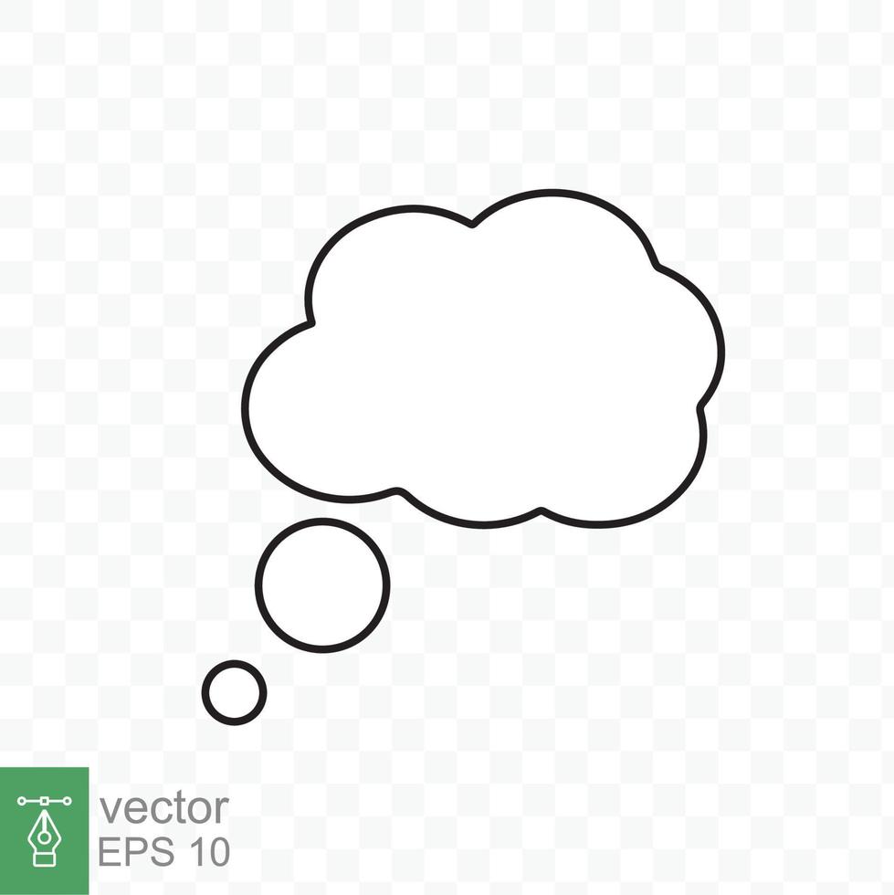 Think bubble with outline. Simple flat style. Cloud, dream, balloon, bubble speech, cartoon, comic speak and dialog, communication concept. Vector illustration isolated. EPS 10.