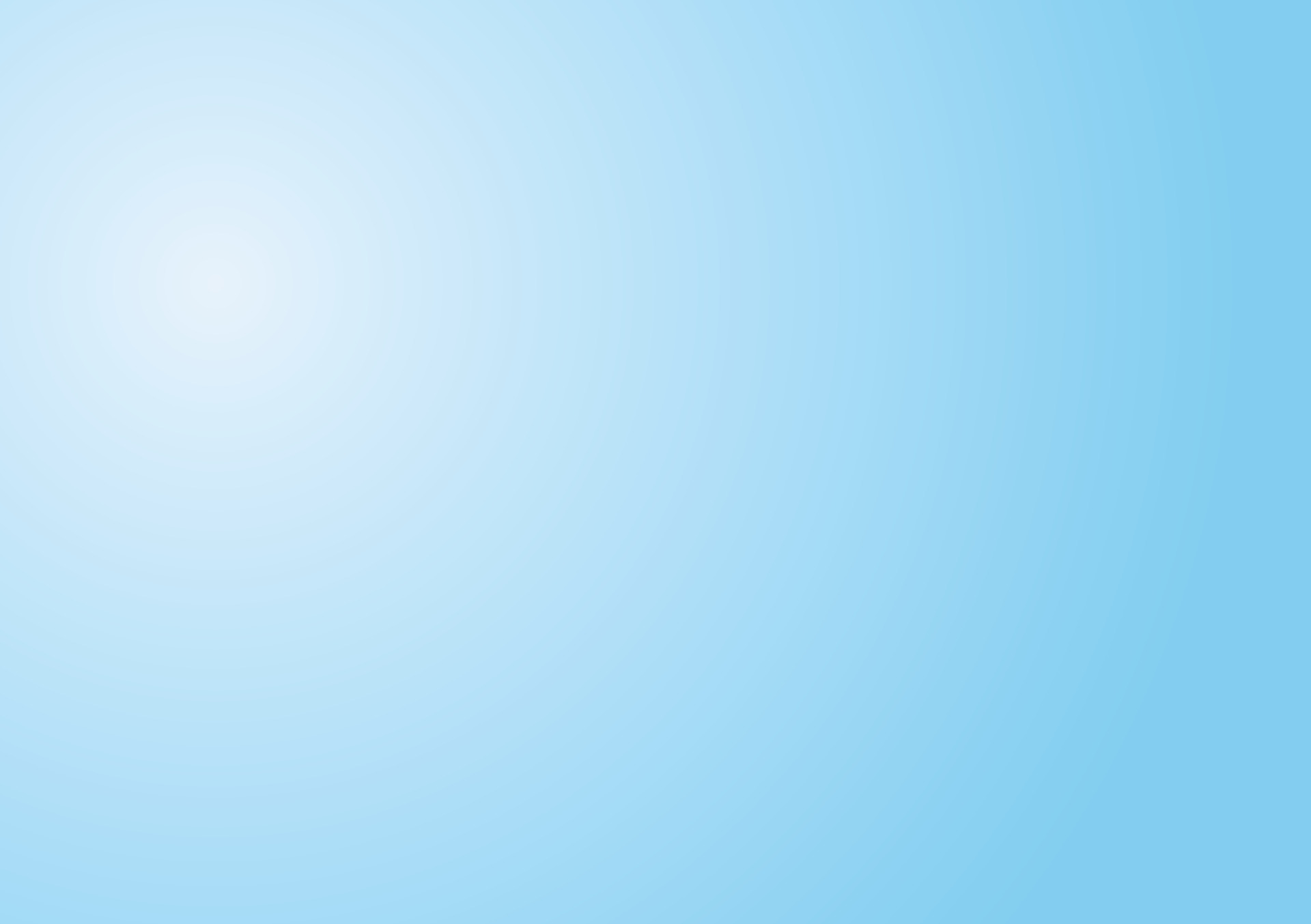 Sky blue gradient background. Soft, plain, light blue and white radial