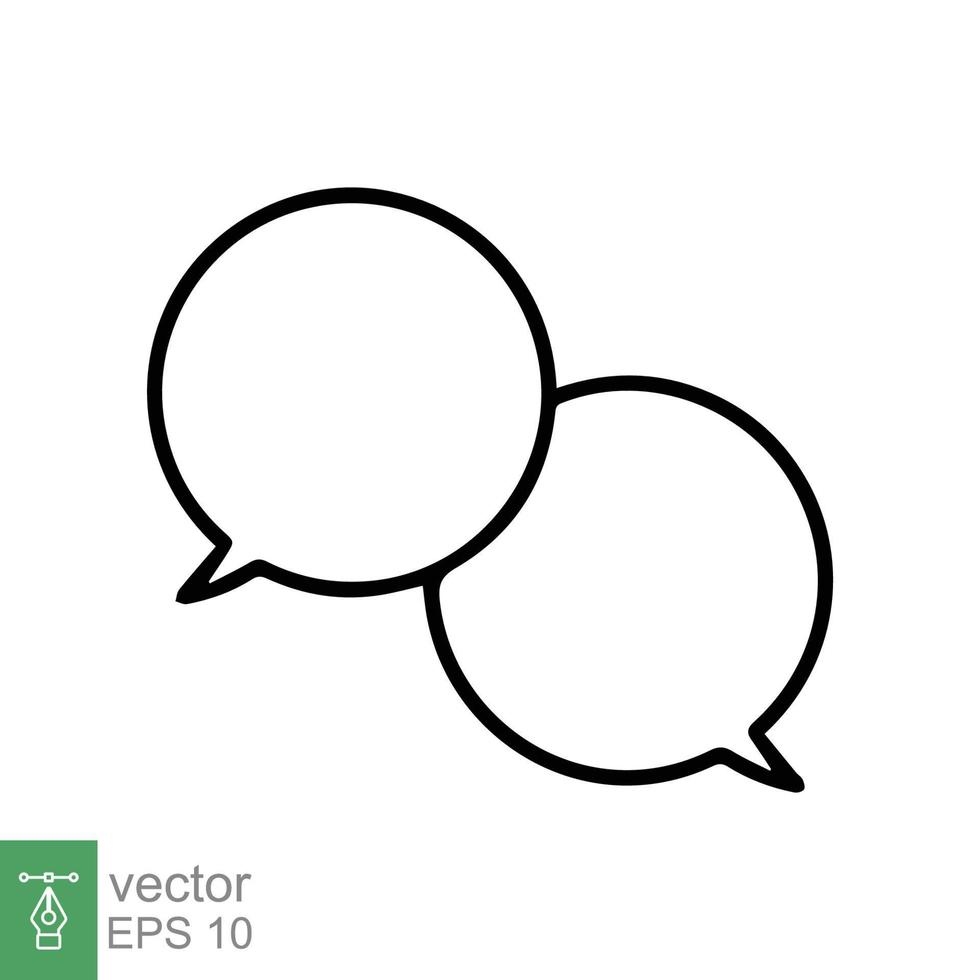 Talk bubble speech icon. Simple outline style. Blank empty bubbles, chat on line symbol template, communication concept. Vector illustration design isolated on white background. EPS 10.