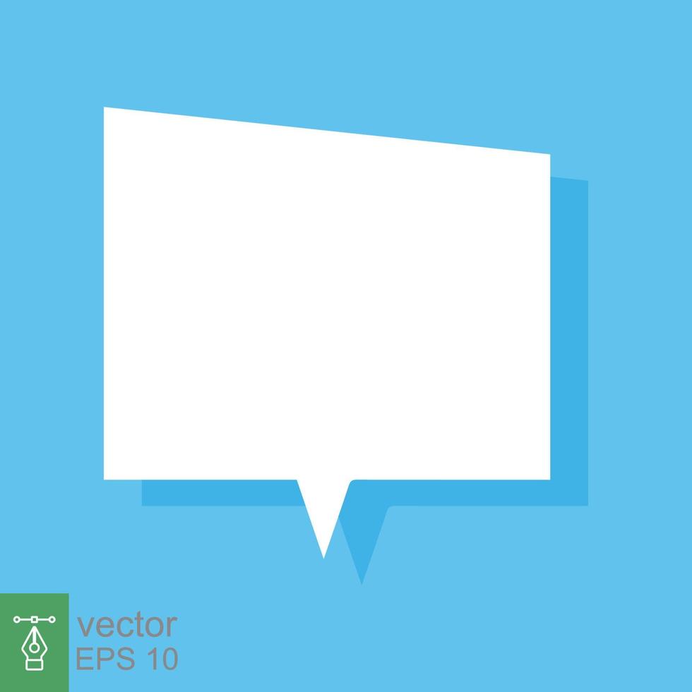 White blank speech bubbles, thinking balloon on blue background. Cloud chat with shadow icon isolated, flat message symbol, communication concept. Vector Illustration. EPS 10.