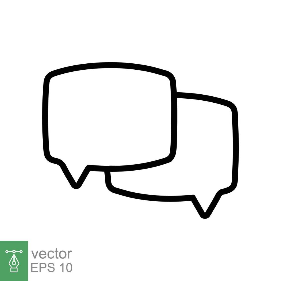 hablar icono de voz de burbuja. estilo de esquema simple. burbujas vacías en blanco, plantilla de símbolo de chat en línea, concepto de comunicación. diseño de ilustración vectorial aislado sobre fondo blanco. eps 10. vector