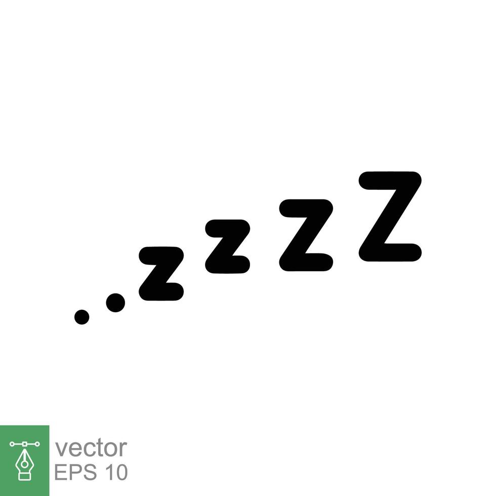 signo de letras dormir zzz. garabato de escritura, icono de ronquido zzzz, sueño, siesta, dibujos animados, estilo cómico. descansar, relajarse, concepto de hora de acostarse. diseño de ilustración vectorial aislado sobre fondo blanco. eps 10. vector