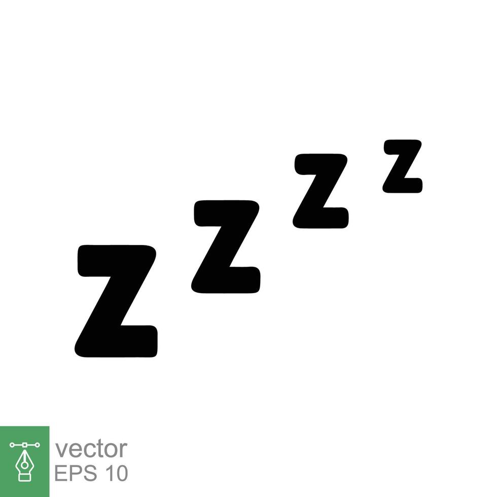 signo de letras dormir zzz. garabato de escritura, icono de ronquido zzzz, sueño, siesta, dibujos animados, estilo cómico. descansar, relajarse, concepto de hora de acostarse. diseño de ilustración vectorial aislado sobre fondo blanco. eps 10. vector