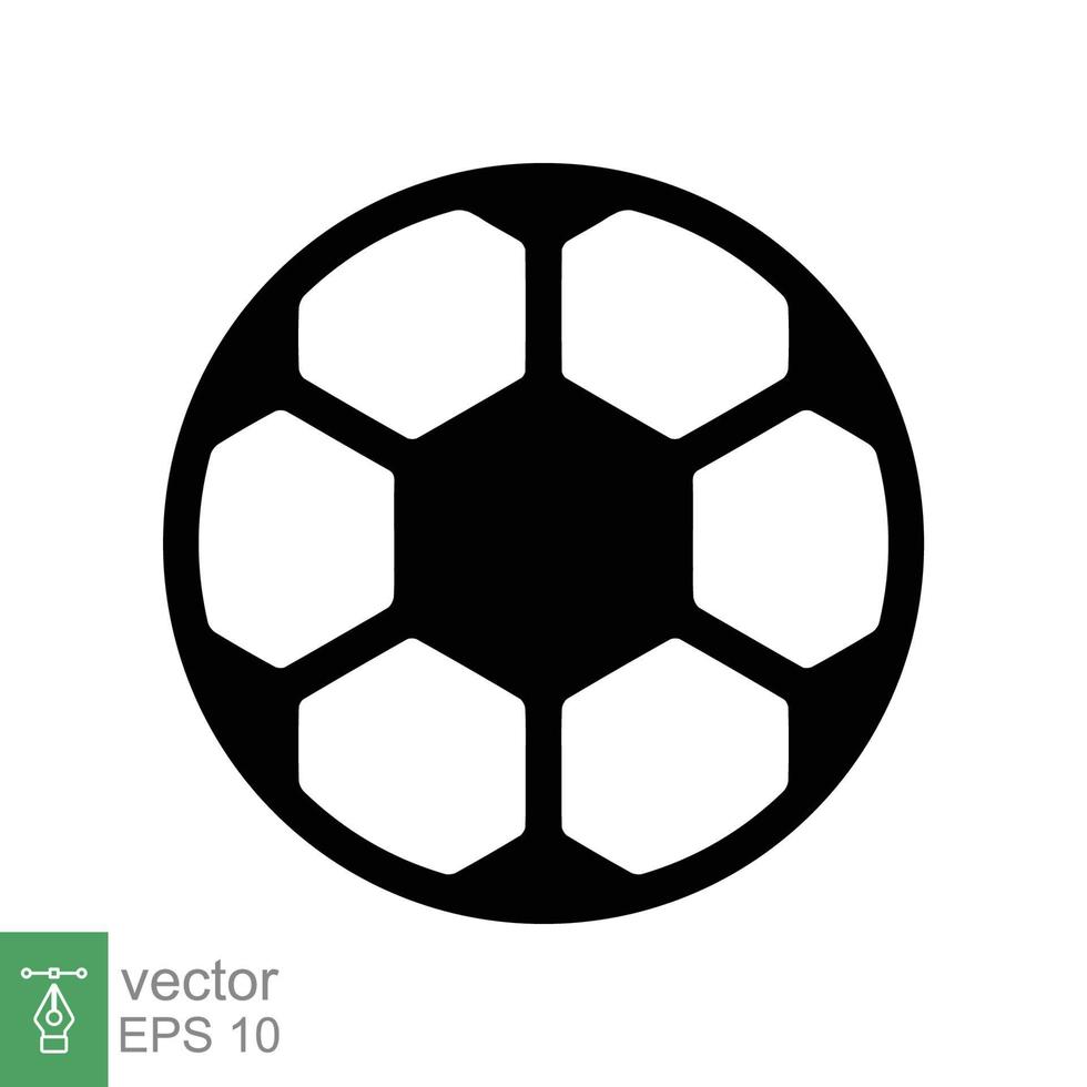 Soccer ball icon. Simple flat style. Football, black round ball, pentagon pattern, circle, hexagon, sport concept. Vector illustration isolated on white background. EPS 10.