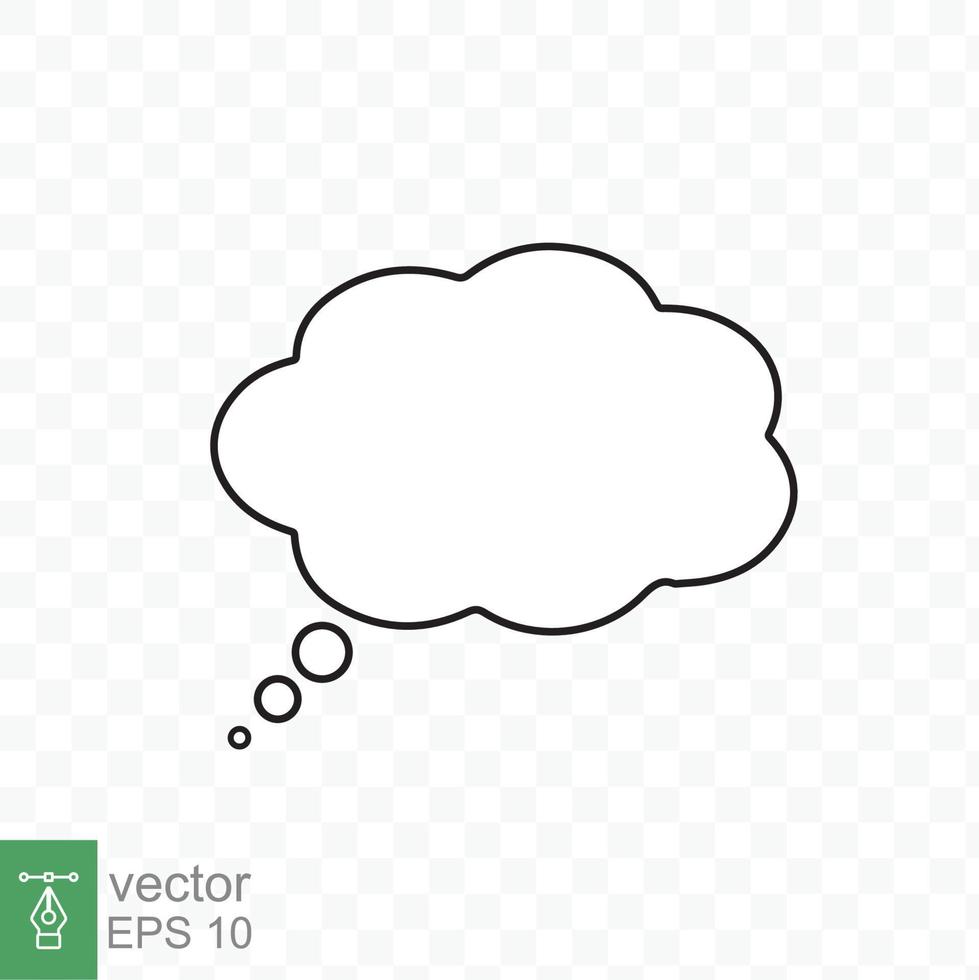 Think bubble with outline. Simple flat style. Cloud, dream, balloon, bubble speech, cartoon, comic speak and dialog, communication concept. Vector illustration isolated. EPS 10.