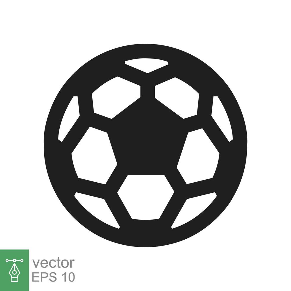 Soccer ball icon. Simple flat style. Football, black round ball, pentagon pattern, circle, hexagon, sport concept. Vector illustration isolated on white background. EPS 10.