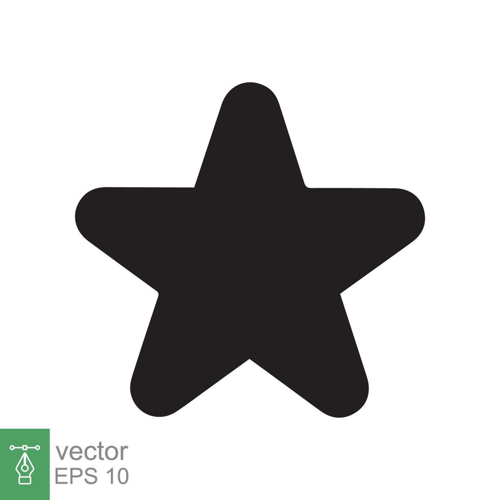 icono de estrella estilo sólido simple. estrella negra, silueta, favorito, forma de emblema de estrella de calificación, concepto favorito. diseño de ilustración de vector de glifo aislado sobre fondo blanco. eps 10.