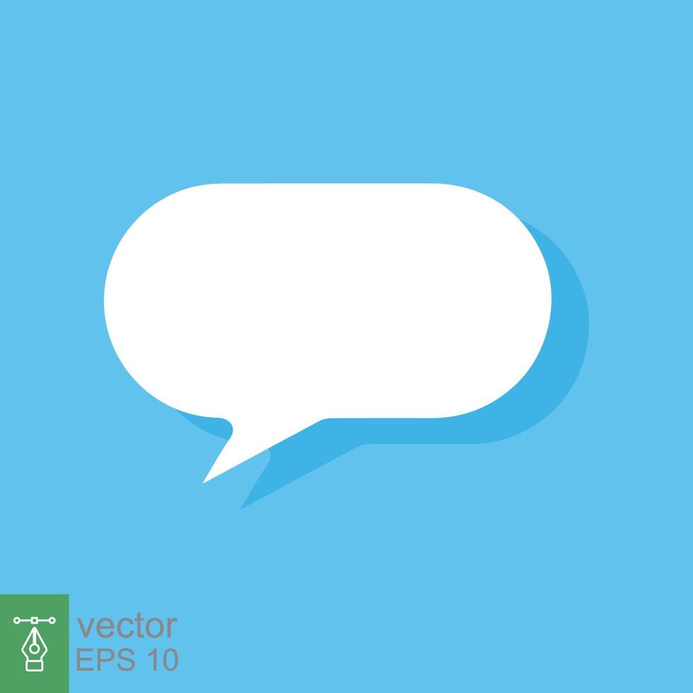 White blank speech bubbles, thinking balloon on blue background. Cloud chat with shadow icon isolated, flat message symbol, communication concept. Vector Illustration. EPS 10.