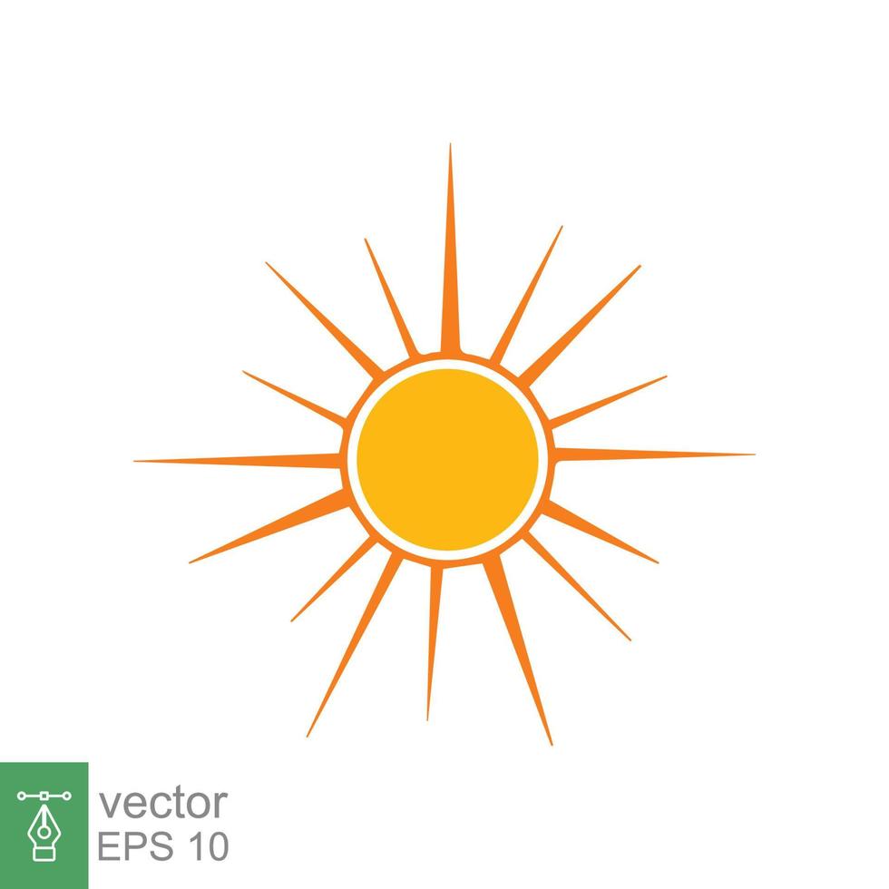 Sun icon. Simple flat style. Sunshine, morning sunny yellow color, sunrise, summer concept. Vector Illustration design isolated on white background. EPS 10.