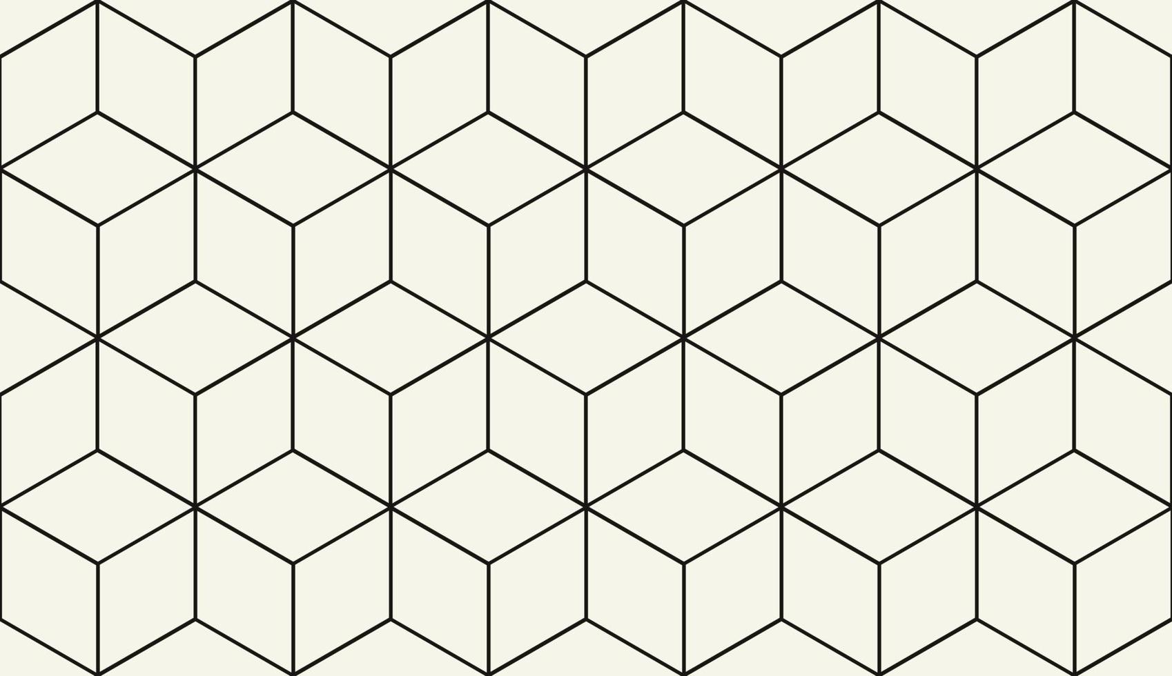 Cube, hexagon pattern background. Seamless geometric pattern. Vector tile, line wallpaper. Cubic hexagon texture. Rhombus mesh background. EPS 10.