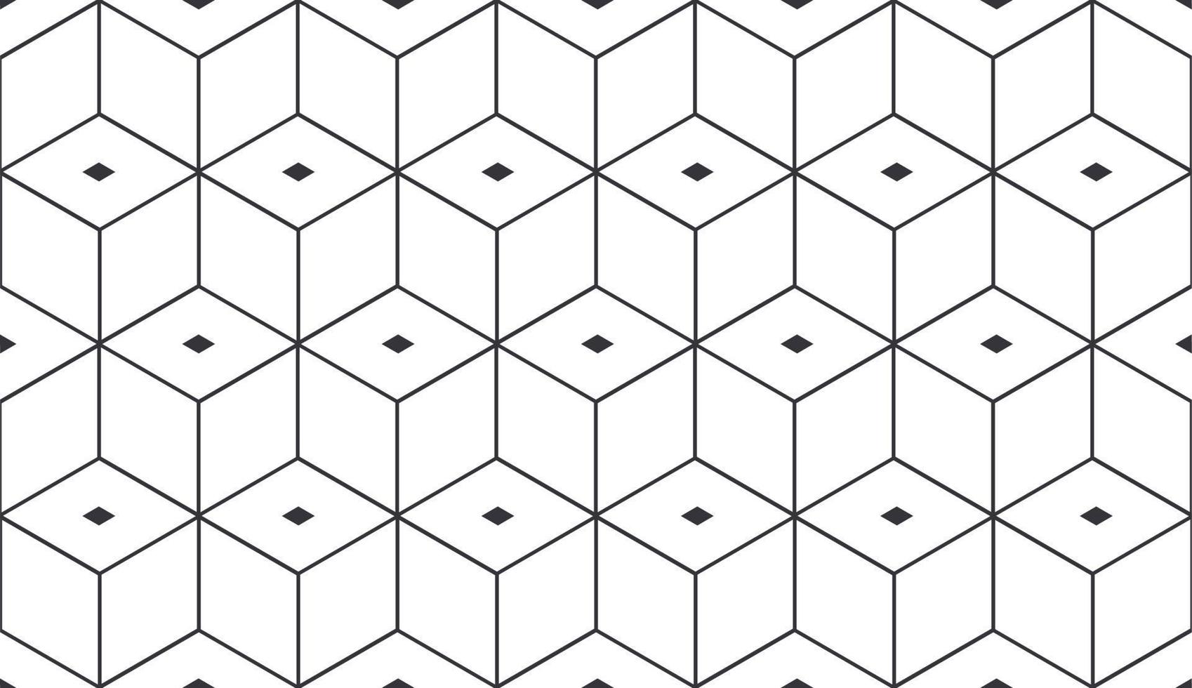 Cube, hexagon pattern background. Seamless geometric pattern. Vector tile, line wallpaper. Cubic hexagon texture. Rhombus mesh, white background. EPS 10.