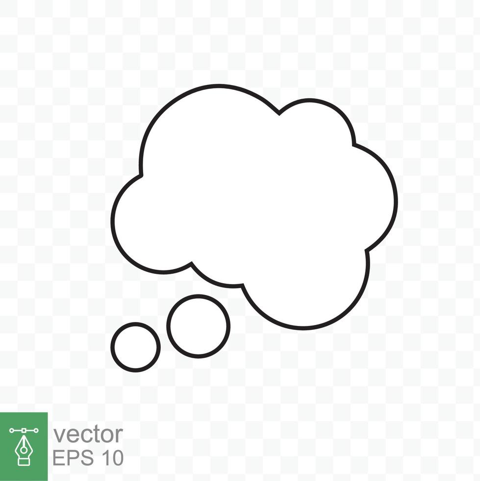 Think bubble with outline. Simple flat style. Cloud, dream, balloon, bubble speech, cartoon, comic speak and dialog, communication concept. Vector illustration isolated. EPS 10.