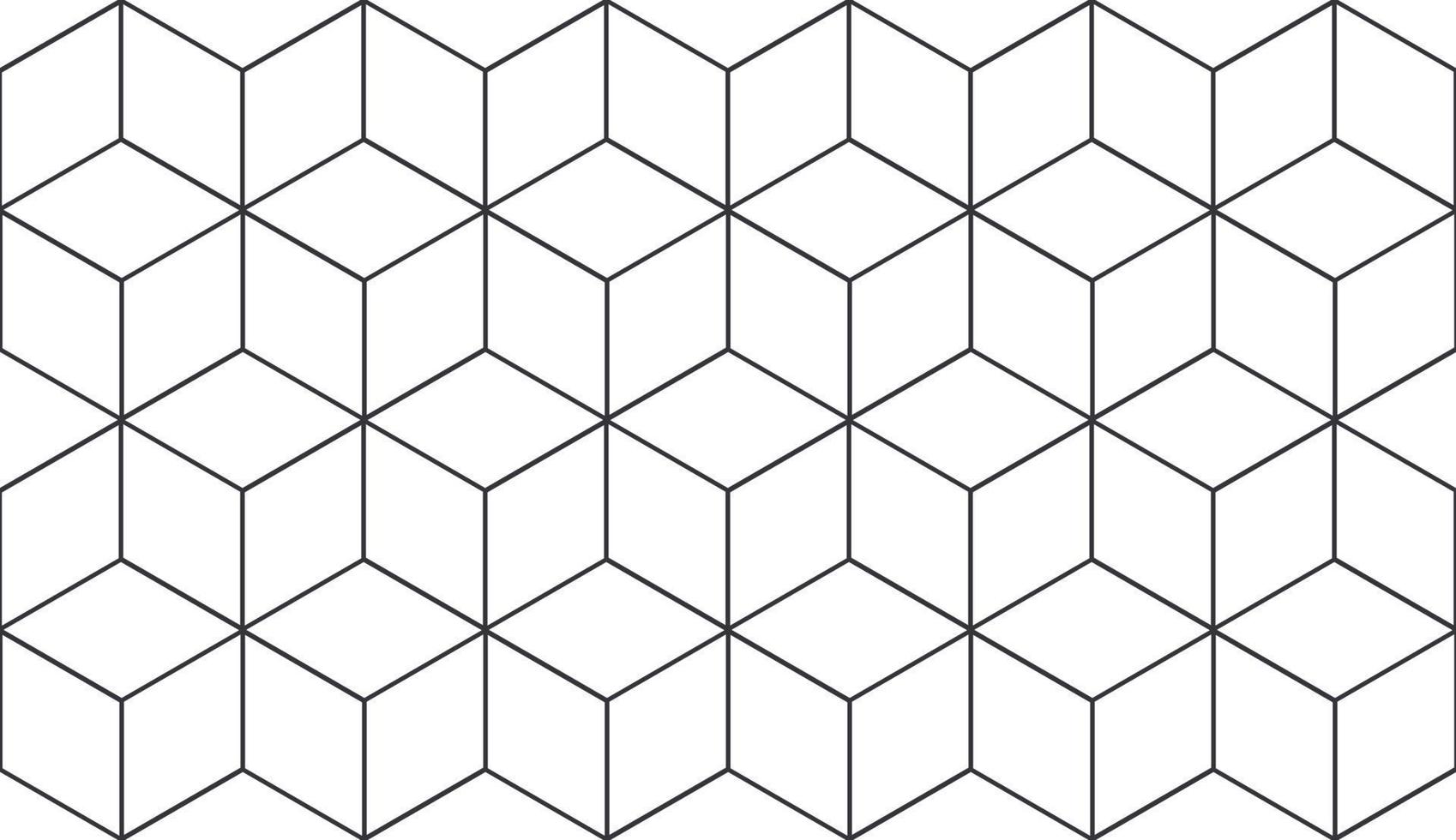 Cube, hexagon pattern background. Seamless geometric pattern. Vector tile, line wallpaper. Cubic hexagon texture. Rhombus mesh, white background. EPS 10.