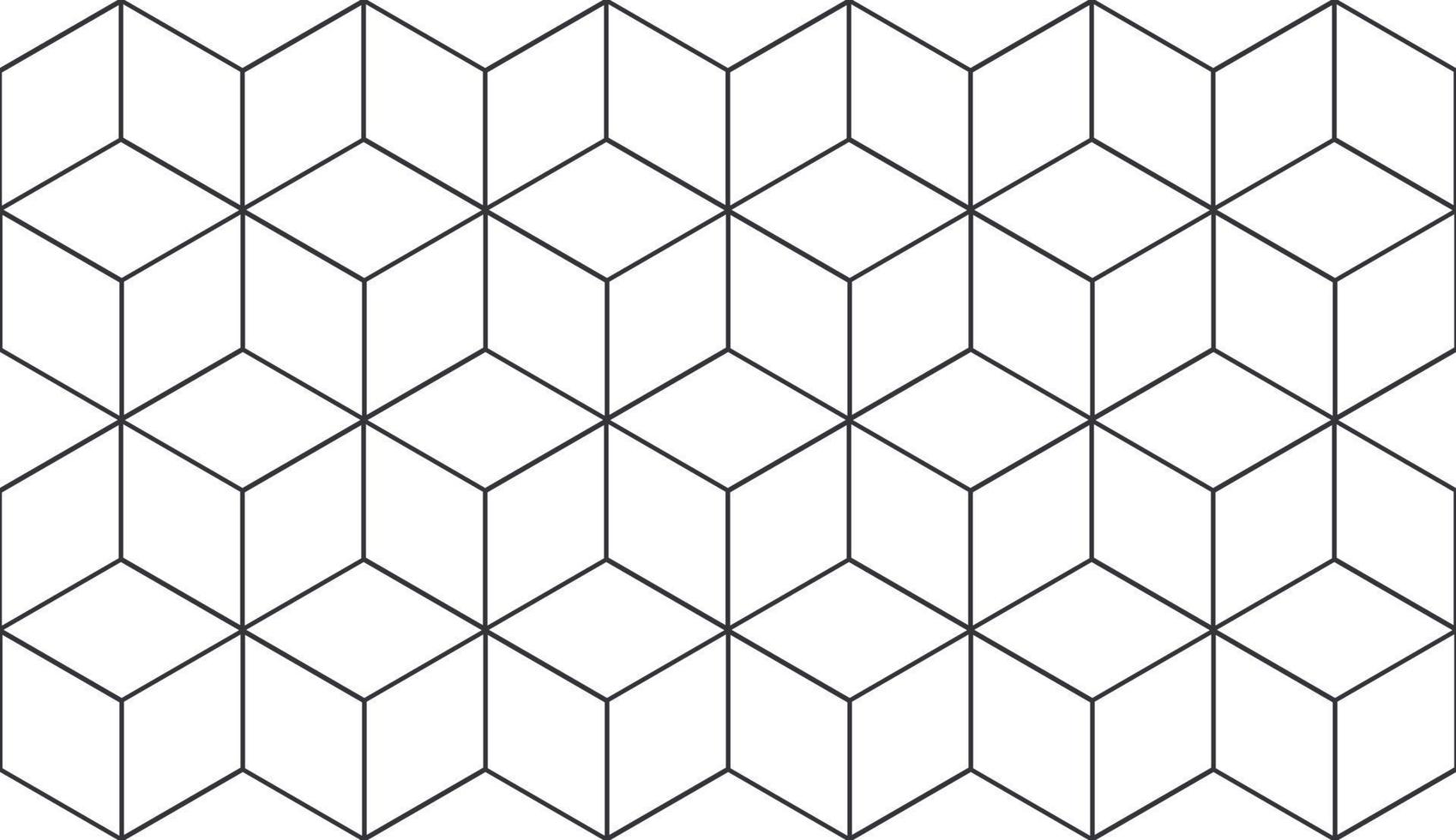 Cube, hexagon pattern background. Seamless geometric pattern. Vector tile, line wallpaper. Cubic hexagon texture. Rhombus mesh, white background. EPS 10.