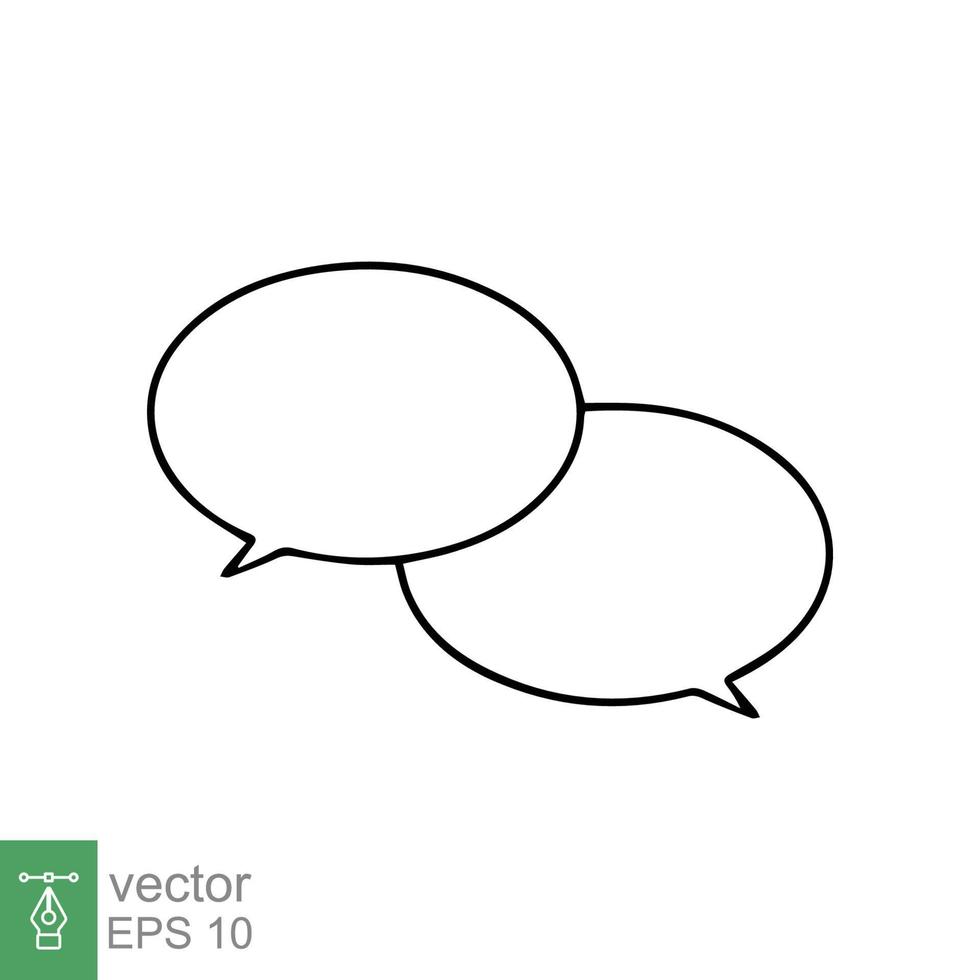 hablar icono de voz de burbuja. estilo de esquema simple. burbujas vacías en blanco, plantilla de símbolo de chat en línea, concepto de comunicación. diseño de ilustración vectorial aislado sobre fondo blanco. eps 10. vector