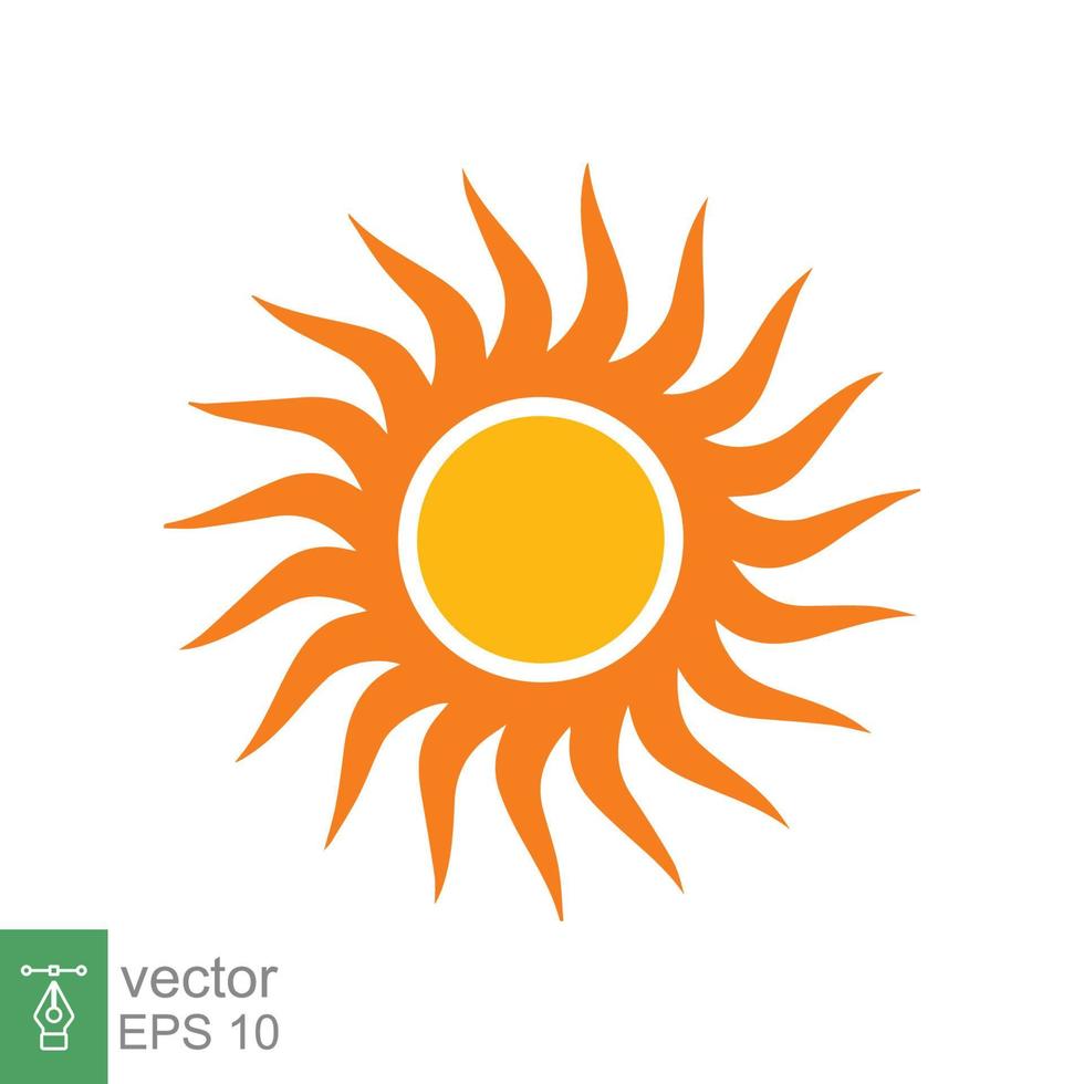 icono del sol. estilo plano sencillo. sol, color amarillo soleado por la mañana, amanecer, concepto de verano. diseño de ilustración vectorial aislado sobre fondo blanco. eps 10. vector