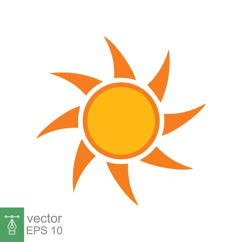 icono del sol. estilo plano sencillo. sol, color amarillo soleado por la mañana, amanecer, concepto de verano. diseño de ilustración vectorial aislado sobre fondo blanco. eps 10. vector