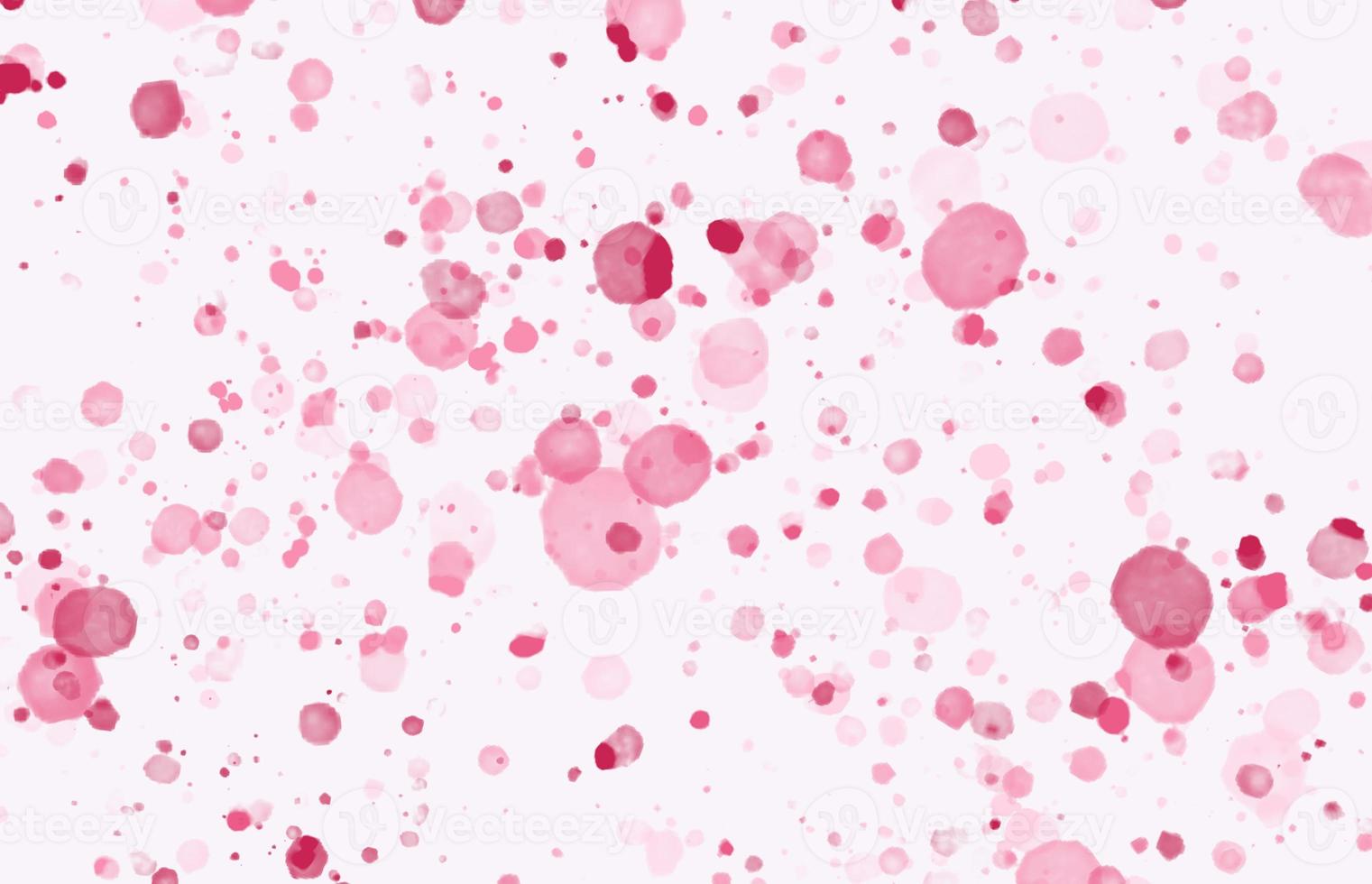 Artistic abstract background of pink watercolor drops. Trendy pattern with random brush strokes. Festive red confetti backdrop. Pastel confetti design template photo