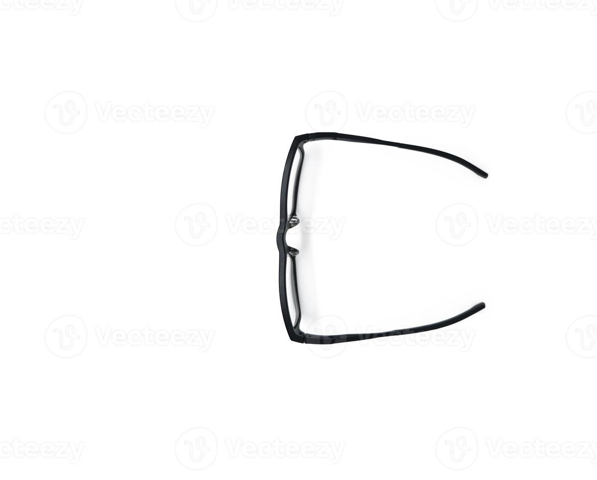 Top view of Single frame glasses. Black glasses isolated on white background photo