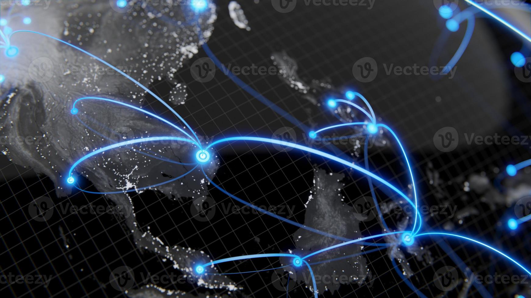 Globalization and communication concept. Earth and luminous rays. 3d rendering photo