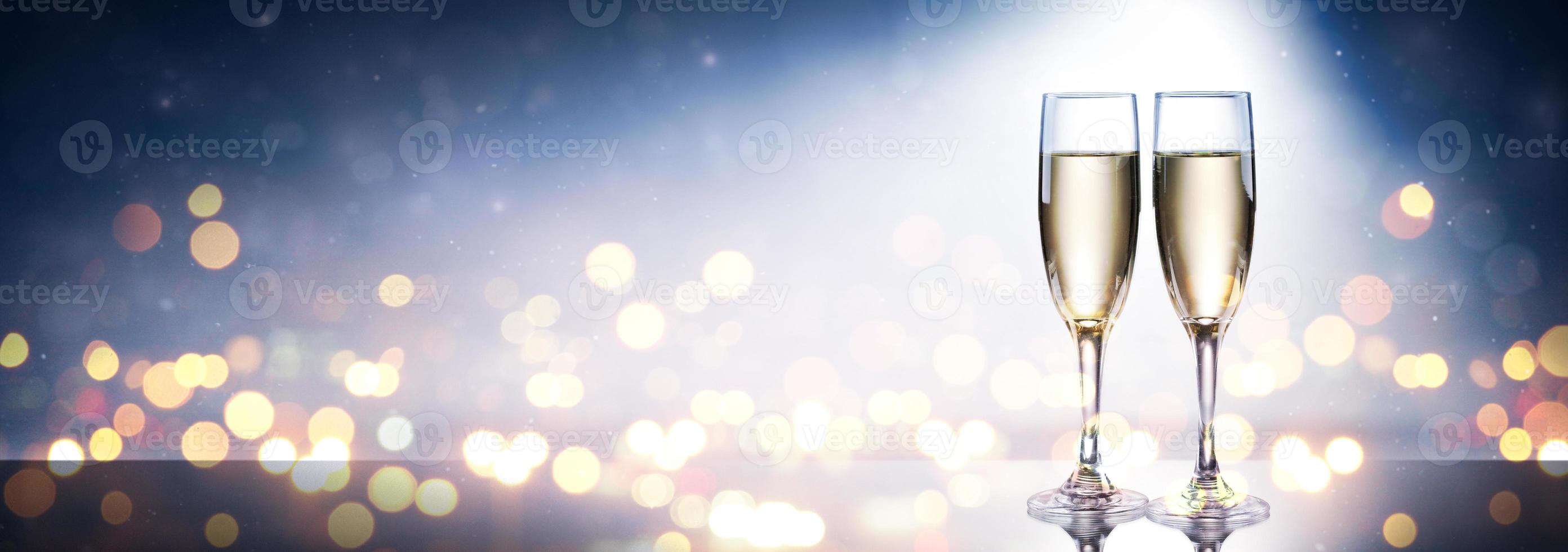 New years eve celebration background with champagne photo