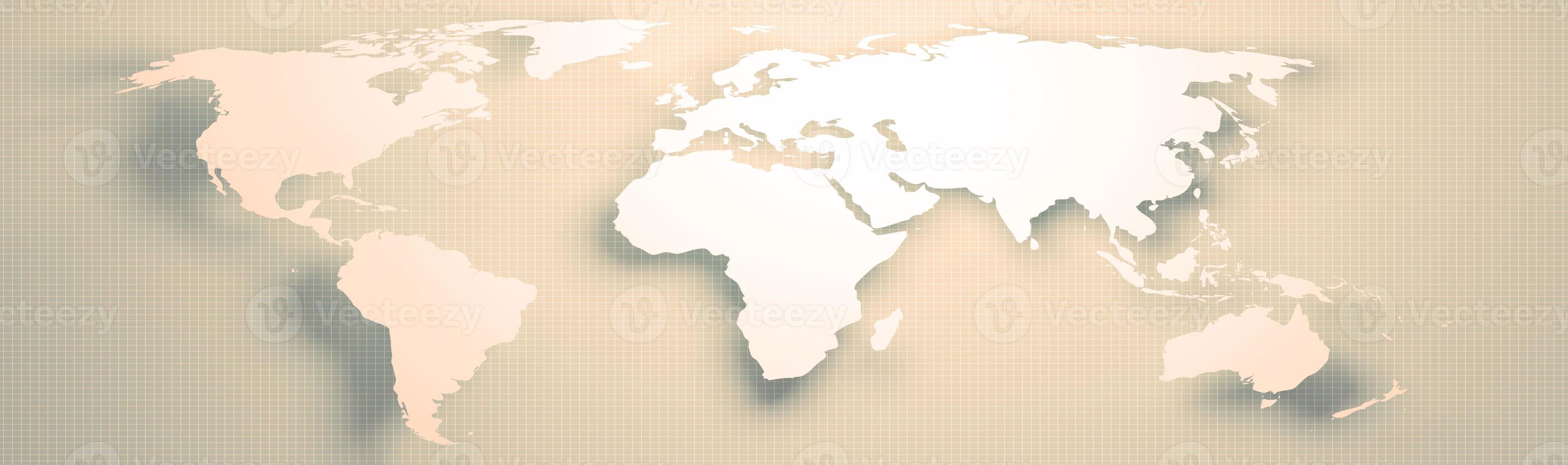 concepto de banner de mapa mundial. mapa plano detallado de los continentes. representación 3d foto