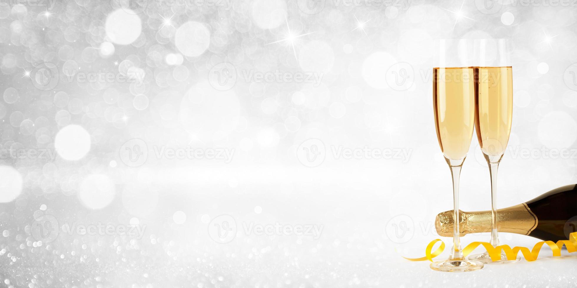 New years eve celebration background with champagne photo