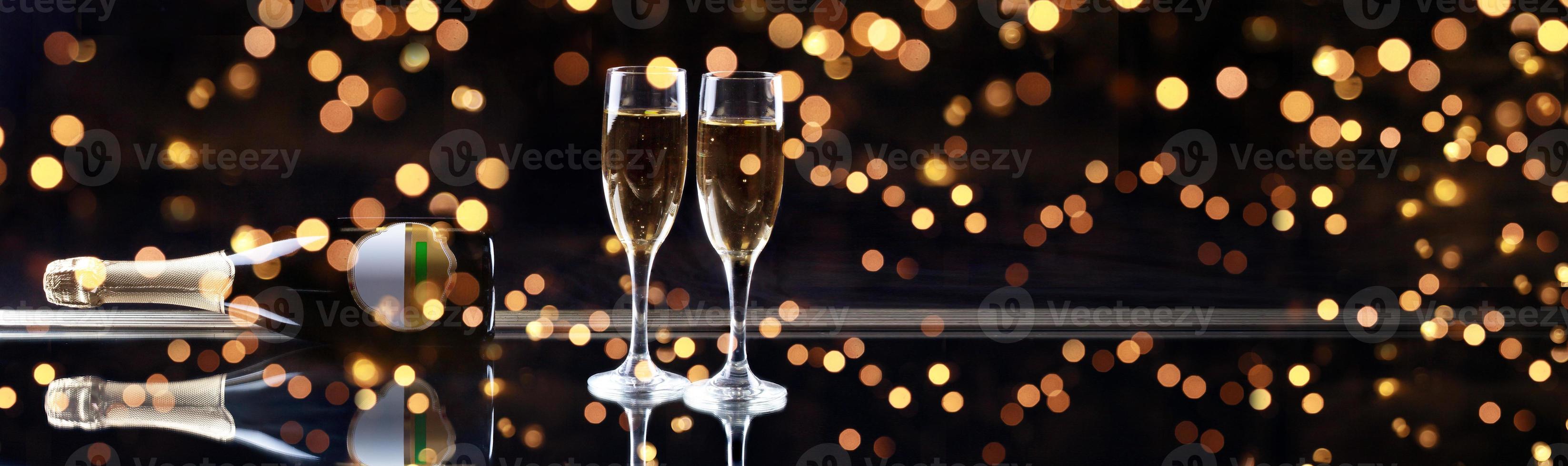 New years eve celebration background with champagne photo