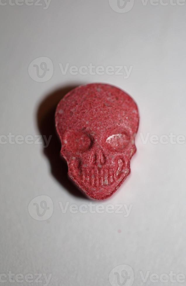 Purple skull world's strongest ecstasy pills close up background high quality big size dope prints photo