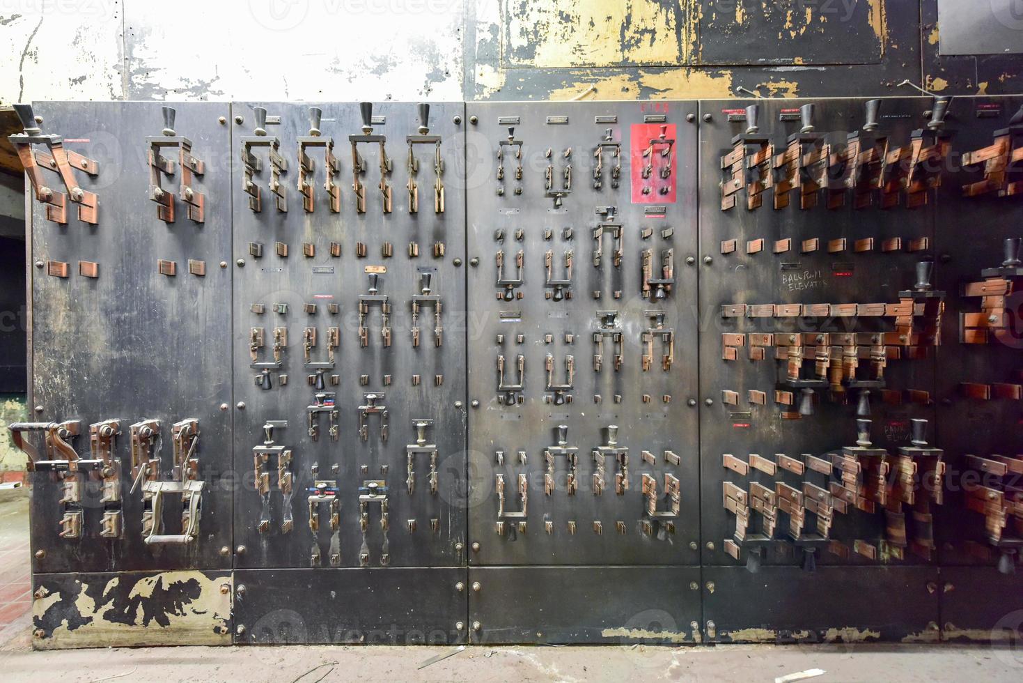 Vintage electrical breakers and meters. photo