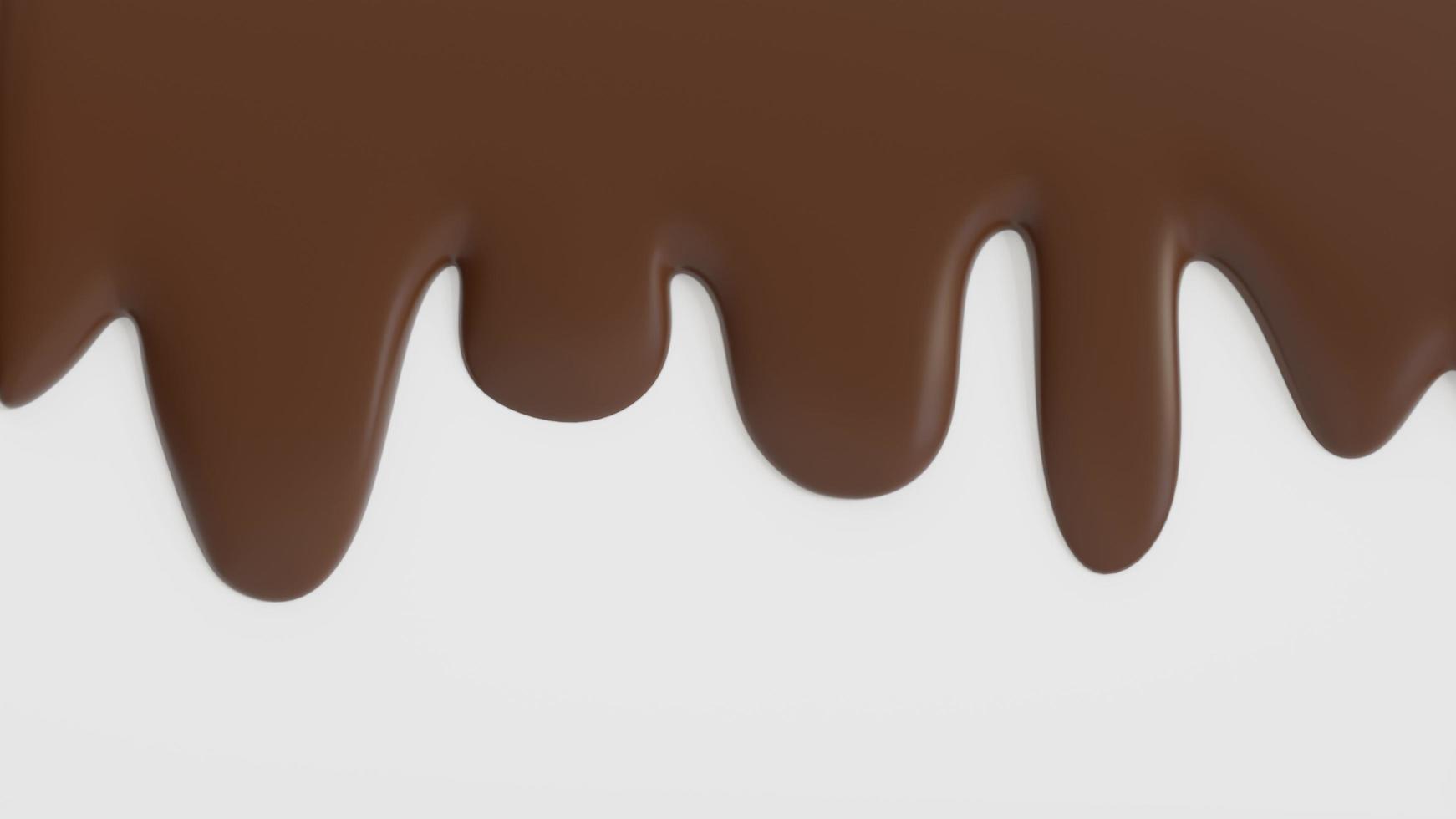 Dripping chocolate splashes on isolated white background. 3d rendering. photo