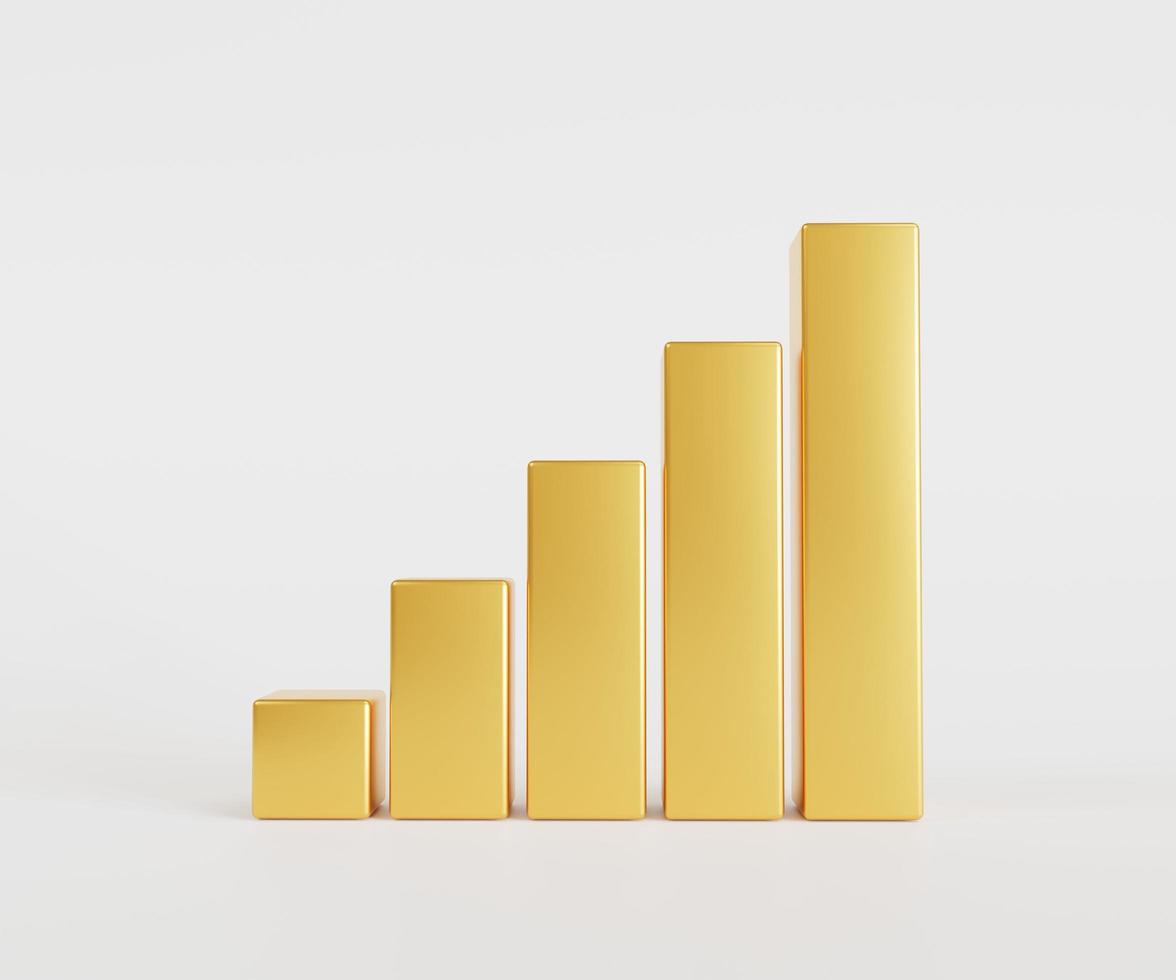 Golden bar graph. business growth chart. 3d rendering illustration photo