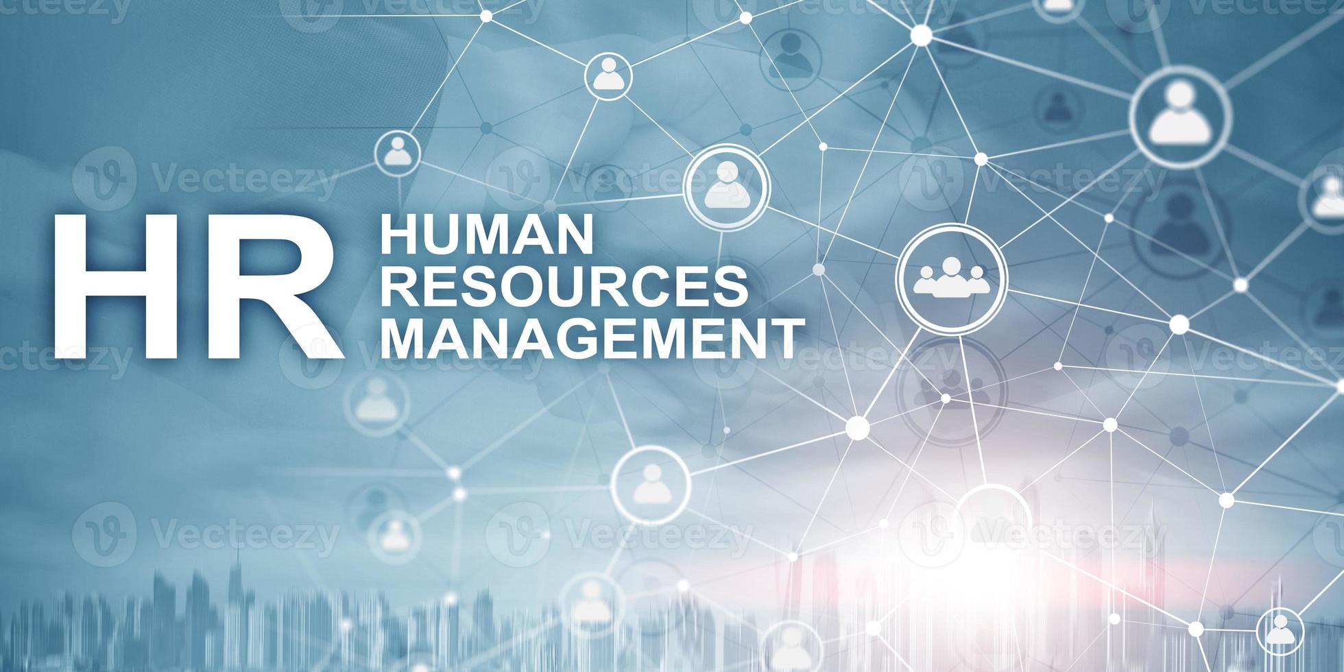 Double exposure people network structure HR - Human resources management and recruitment concept photo